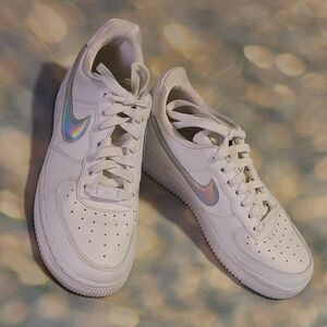 Nike Air Force 1, White With Silver Details, Womens Size 7
